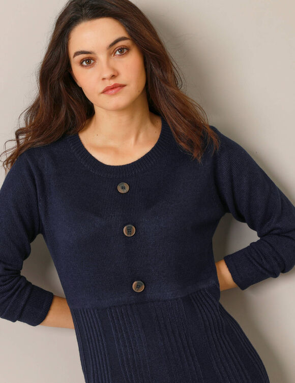 Robe pull boutonnée (marine) Robe pull boutonnée (marine)